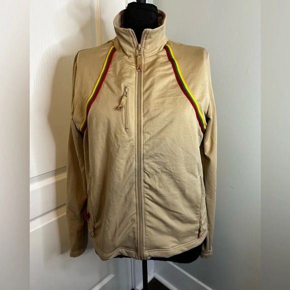 Jordan Vintage Y2K Full Zip Pockets Tan Dry-Fit Lined Track Jacket Womens L EUC - Picture 1 of 12